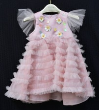 Mischka Aoki Toddler Pink Party Dress, with flowers, SIZE 2 OR 3, EASTER