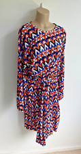 ZARA midi geometric print plisse orange  dress size m