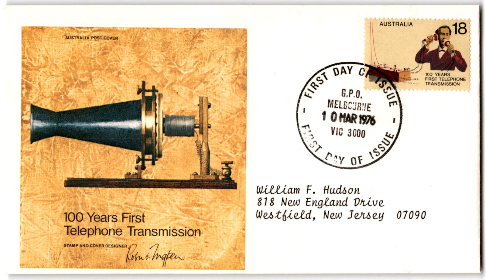 US FDC First Day Cover 1976 100 Years First Telephone Transmission