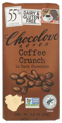 Chocolove Dark Chocolate Coffee Crunch Bars 3.2 Oz Pack Of 4