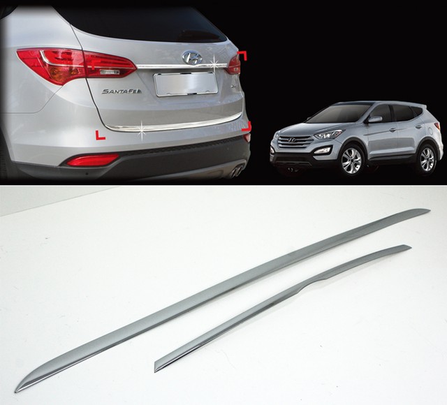 Chrome Rear Trunk Molding Garnish Trim 2p for 2013 2016 Hyundai Santa