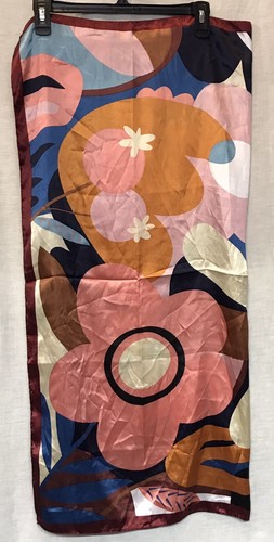 DRESHOW 35''x35” Large Square Multicolor Floral Satin Scarf- Soft, Silky & Cute! - Picture 3 of 6