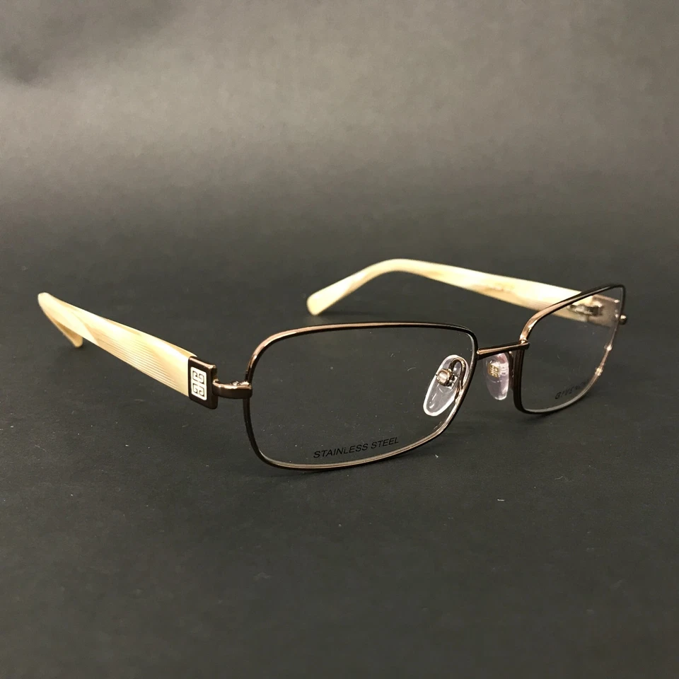 Armações de óculos Givenchy VGV 204 COL.SCCX marrom bege chifre retangular 53-16-135 - Imagem 3 de 4