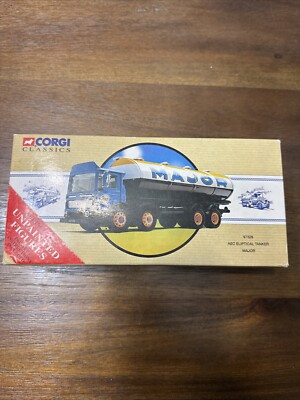 Corgi 1/50 Scale Diecast 97328 - AEC Eliptical Tanker Truck - Major with Extras