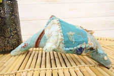 Marine Blue Dolphin Hand Crafted Paper Mache In Colorful Sari Fabric Figurine