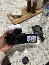 Sony ZV-1F Vlogging Digital Camera - Black Wireless Sony Grip Tripod - Black