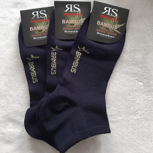 3 Paire Baskets Femme Bambou Chaussettes Avec Bordure Douce Bleu Foncé 35 À 42 - Photo 1/4