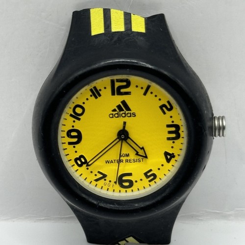 Adidas 50M Water Resistant 001 Black & Yellow Watch Face Parts/Repair