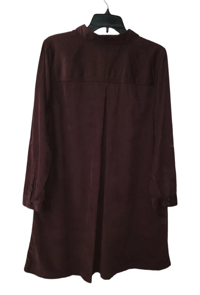J Jill тонкий Wale вельветовая рубашка платье пряное вино кнопка спереди маленький большой - Изображение 2 из 4
