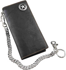 Men  s Black Leather Biker Wallet Chain Concho Western Motorcycle