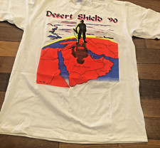 Vintage Desert Shield Men's White T-shirt Sz Xlg Made In USA.