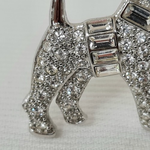 Vintage Ciro Crystal Rhinestone Scottie Terrier Dog Rhodium Plated Pin Brooch - Picture 7 of 13