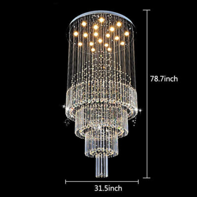 Large Luxury Modern Crystal Chandelier Lighting 18-Lights Raindrop Ceiling Light