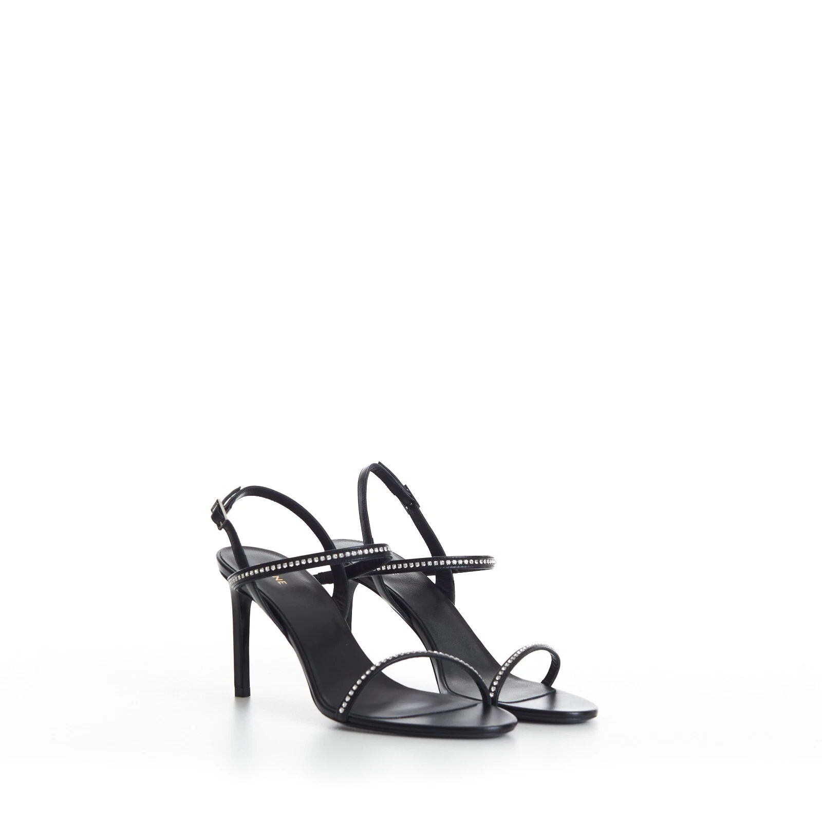 Celine — CELINE 1150$ High Heel Sandal - Strass Details, Black Leather