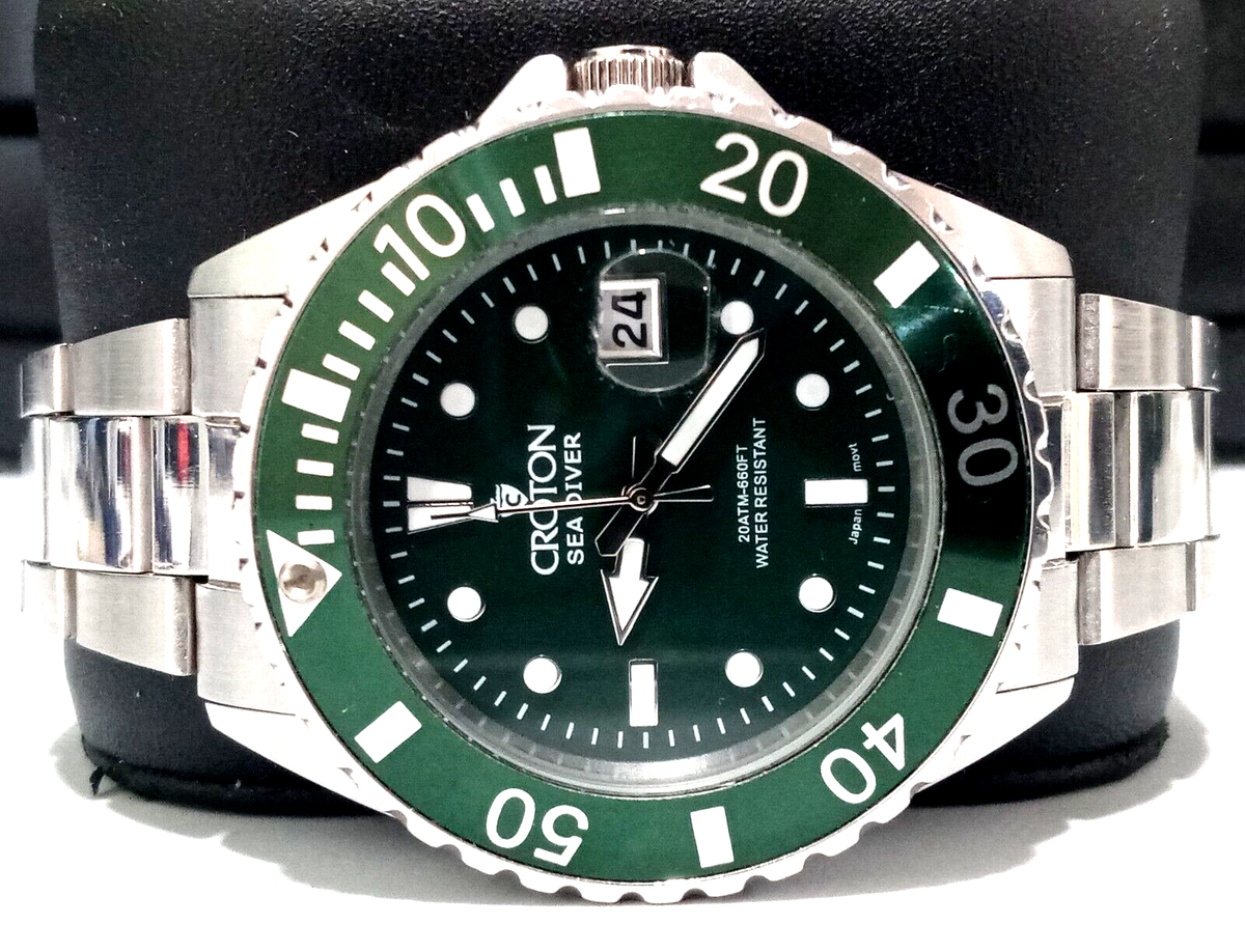 Croton Sea Diver 42mm Diver Explore Green HULK Turn Bezel Japan