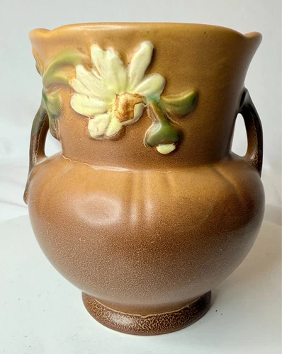Vintage 1930s Weller Art Pottery Gloria G-5 Double Handled 6 Inch Tall Vase