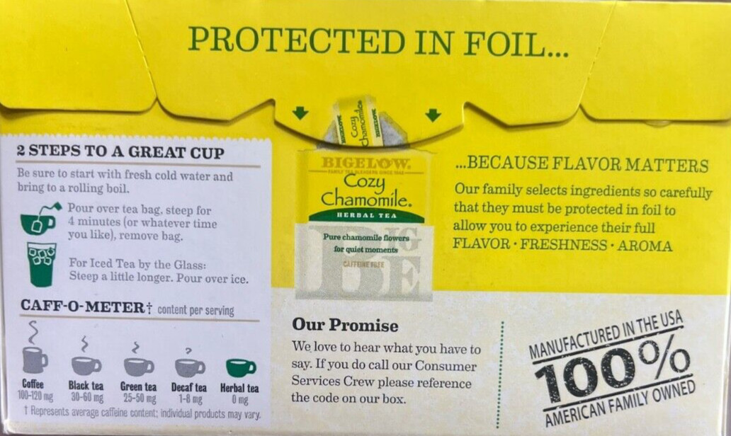 2 Boxes Bigelow Cozy Chamomile Flavor Herbal Tea 40 Pouches Exp Read Description