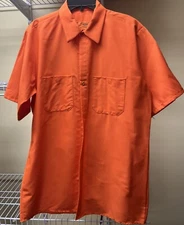 Red Kap Orange Short Sleeve Button Down Uniform Work Shirt Size Medium New
