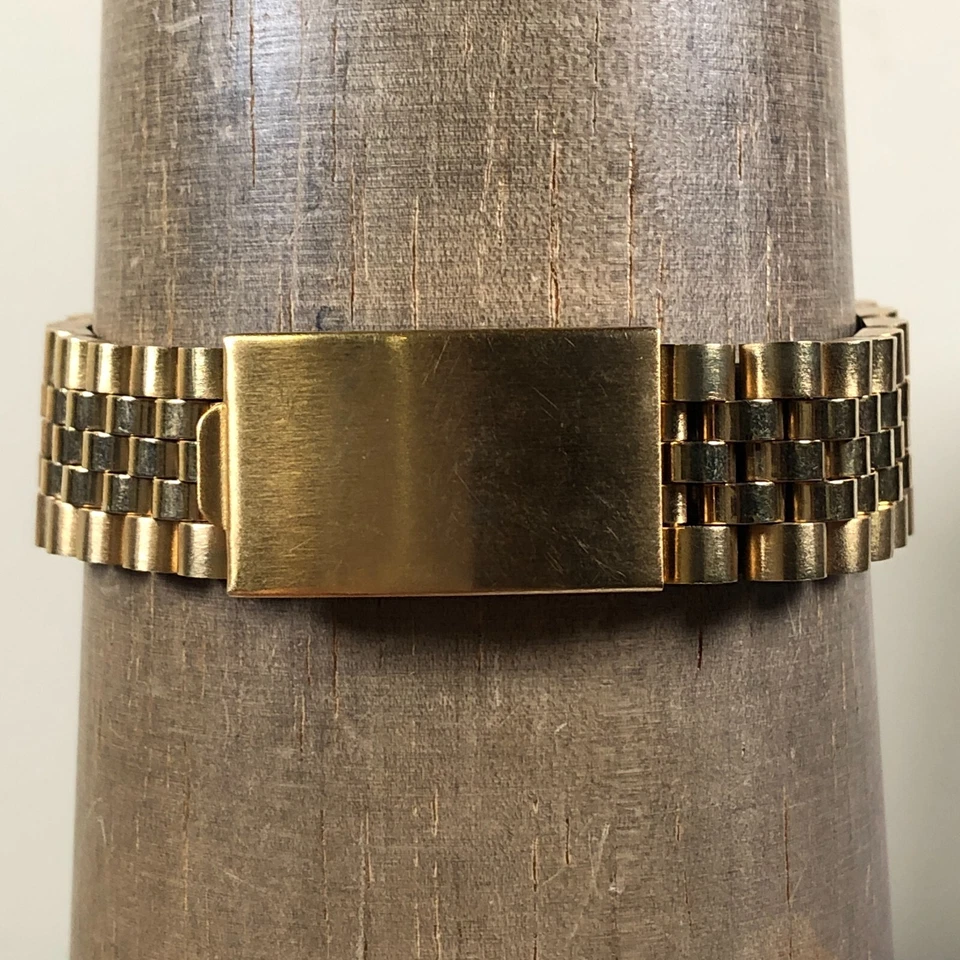 Helbros Men 85511 Fashion Presidential Fluted Gold Tone Quartz 35mm Watch 8" - Image 4 of 4