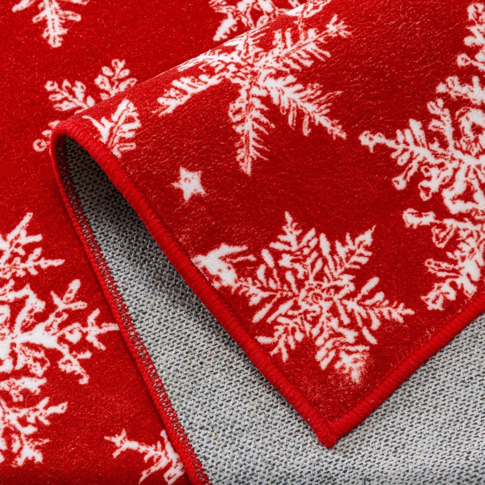 PureCozy Round Area Rug 5ft Red Christmas Entryway Rug 5x5 Circle Rug