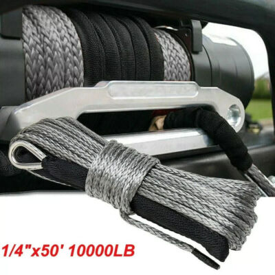 #ad 1 4quot;x50#x27; 10000LBS Synthetic Winch Rope Line Recovery Cable 4WD ATV UTV Gray #UP $11.59