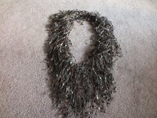 Beautiful Crocheted Necklace Scarf Fringe Necklace Browns Beige WOW