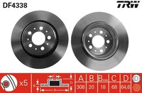 2X TRW DF4338 Bremsscheibe FüR Volvo
