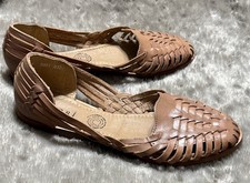 Sandalia Huarache Mexicana Habana Vintage Hecha a Mano Cuero Marrón Mujer 9