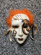 Vintage Venetian Style Wall Mask Feather Trim Decorative Hanging Retro
