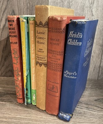 Lot 6 Vintage Childrens Classics Books A A Milne Pooh Lassie Heidi Uncle Remus