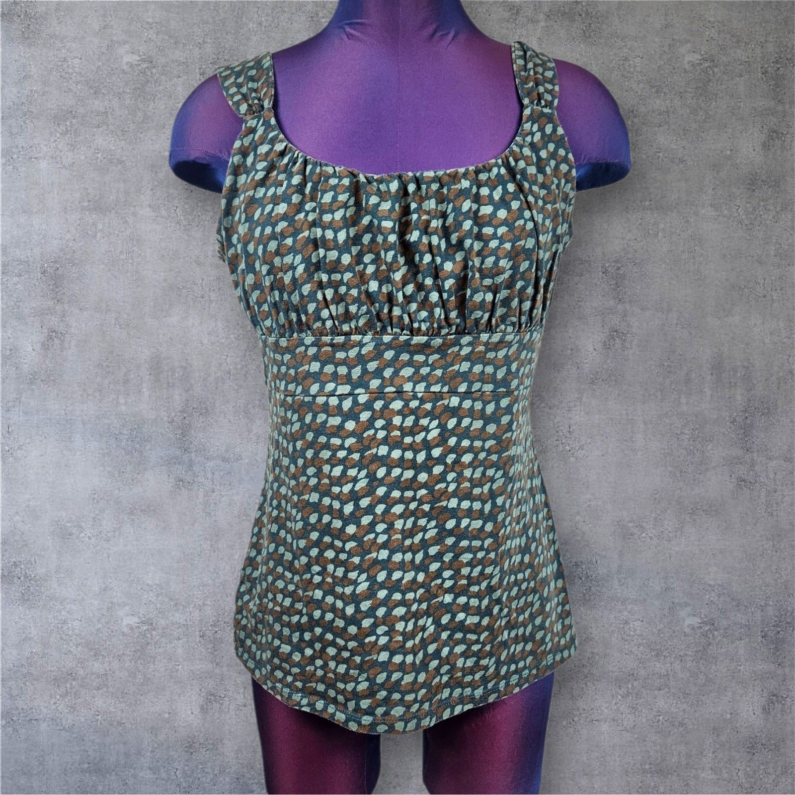 Y2K Ann Taylor Women's Medium Smocked Waist Ruched Bodice Tank Top L83