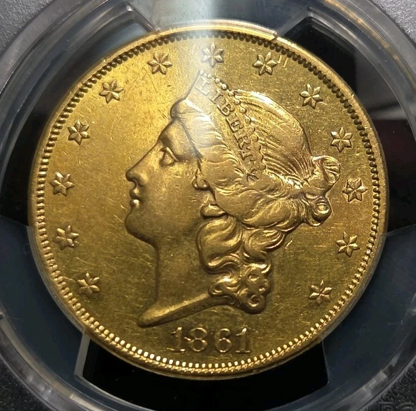 1861 Liberty Double Eagle Twenty Dollar Gold $20 PCGS AU Details