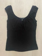 Banana Republic Scoop Neck Empire Waist Sleeveless Blouse Black Size Small Soft
