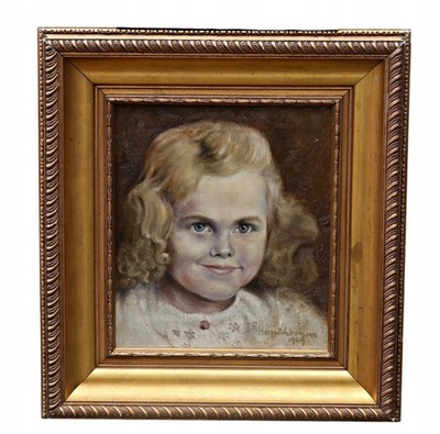 Öl auf Leinwand signiert Unbekannt Mädchen Portrait Gemälde Rahmen Kind