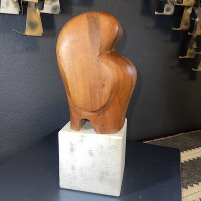 Awesome, Rare Crate & Barrel Wooden Elephant/Mitt On Stone Base! EUC Great GIFT!