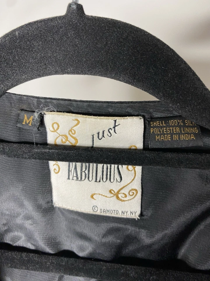 Chaleco de Colección Just Fabulous Lentejuelas Cara de Gato Novedad Negro Seda Para Mujer Mediano Gótico Foto 3 de 4