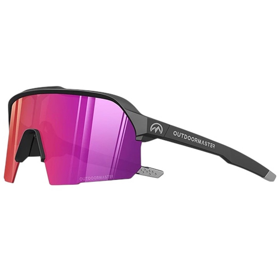 Outdoor Master Hawk Polarised Sport Sunglasses - Black Frame / Purple Lenses