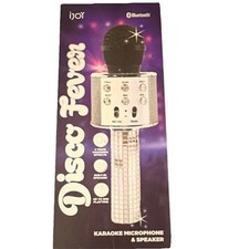 iJoy Disco Fever Bluetooth Karaoke Microphone Silver w/ Speaker  Voice Effects