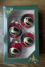 Krebs Santa Belt Design Distinctive Glass Christmas Ornaments USA Set of 4 NIB