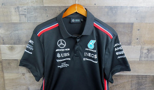 Mercedes AMG Petronas Shirt Mens Large Black Formula One F1 Team Racing Polo