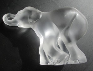 Rare Vintage Signed LALIQUE Crystal Baby Elephant Label 3 x 4.5 Paris France
