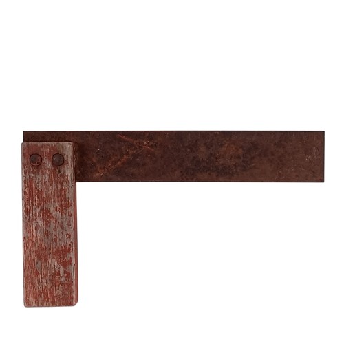 Vintage Try Square 7" Tischlerwerkzeug Holzgriff (unbekannte Marke)