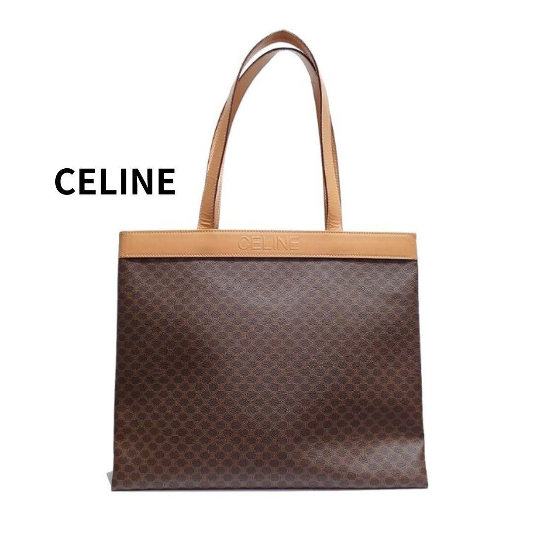 Celine Macadam PVC Tote Bag Brown Authentic G06121800