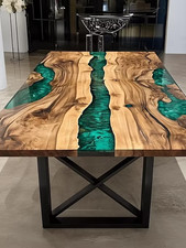 Großer Waldgrün Epoxid Tisch Massivholz Esszimmer Deko Handarbeit