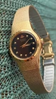 Vintage Seiko Women's Wrist Watch Gold Tone & Black Dial Japanese Quartz