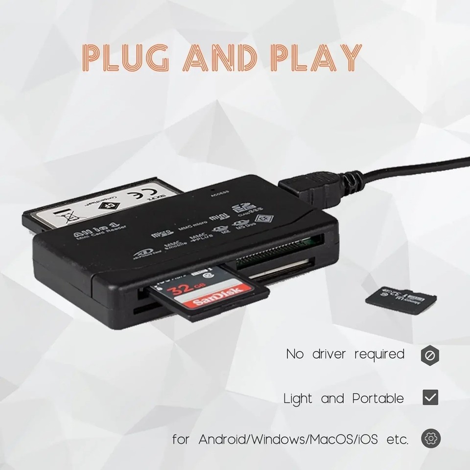 USB Memory Card Reader CF XD SD MS | Compact Flash XD Picture Card PC ...