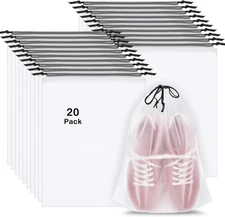 8/20 Pack Shoe Bags for Travel, 15.7" X 11.8" Clear Travel Shoe Bags for Packing