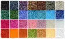 Ybxjges 24000Pcs 2mm Glass Seed Beads Kit, with 28 Colors Small Beads Kit