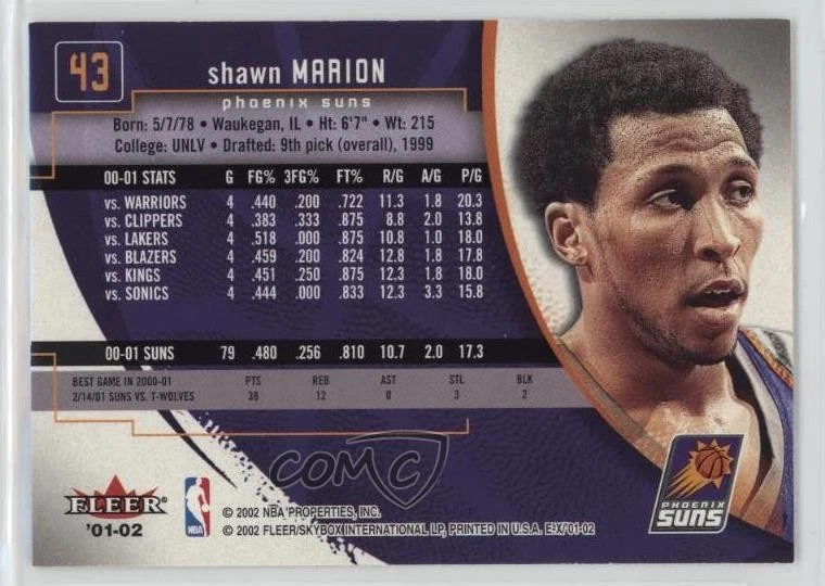 2001-02 EX Shawn Marion #43 - Image 2 of 2