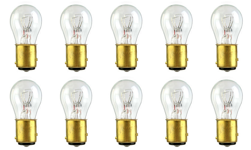 Box of 10 #1157 Lamp Auto Bulb Automotive Lightbulb BRASS Dual Filament BAY15d